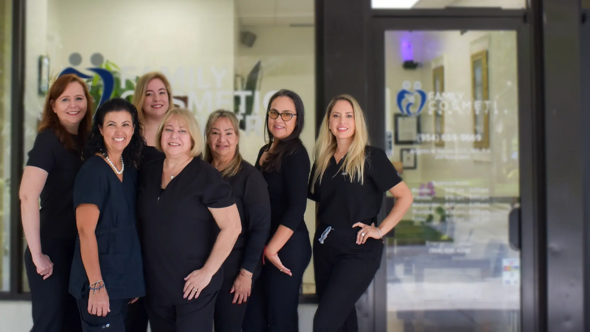 Home 5 The Family Cosmetic Dentistry team in front of the office in Weston, FL